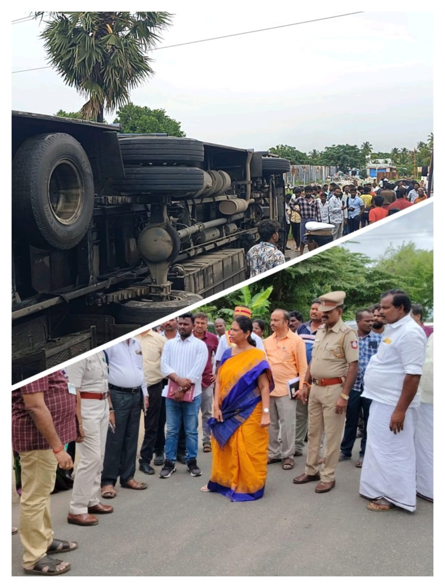 தொடர் விபத்து : சாலைக்கு கோடு போட்ட தர்மபுரி கலெக்டர், வேடிக்கை பார்த்த பொறுப்பு அமைச்சர் எம்.ஆர்.கே பன்னீர்செல்வம் - தி.மு.க ஆட்சியில் தொடரும் அவலம் !!!